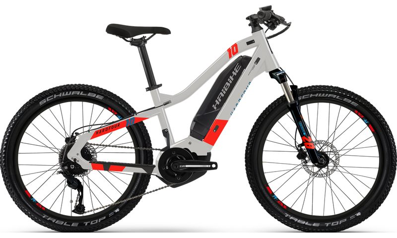 Haibike HardFour 2021 in der Farbe cool grey / red / cyan