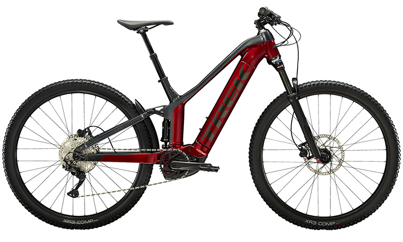 Trek Powerfly FS 4 2022 in der Farbe crimson / lithium grey
