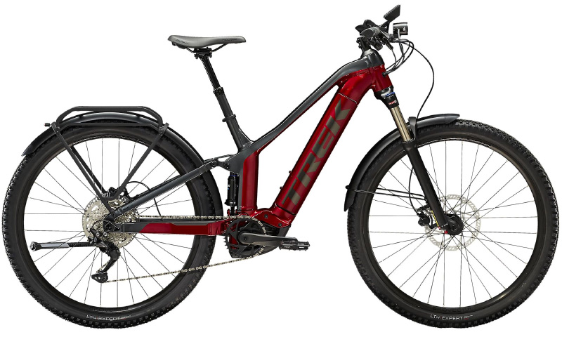 Trek Powerfly FS 4 EQ 2022 in der Farbe crimson / lithium grey