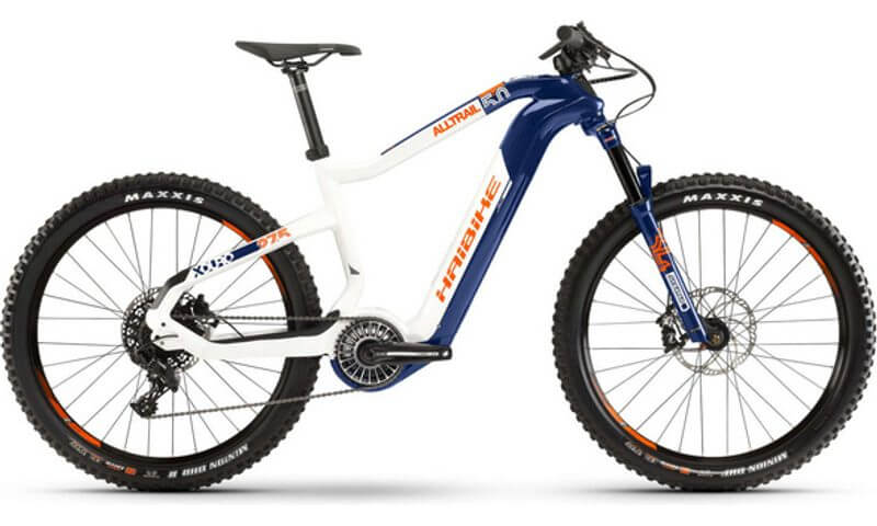 Haibike XDURO AllTrail 5.0 Flyon 2020 in der Farbe blau / weiß / orange