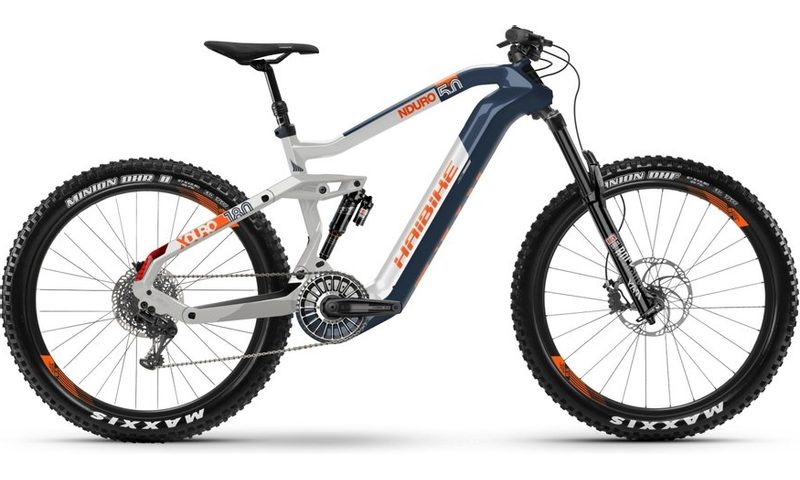 Haibike XDURO Nduro 5.0 Flyon 2020 in der Farbe blau / weiß / orange