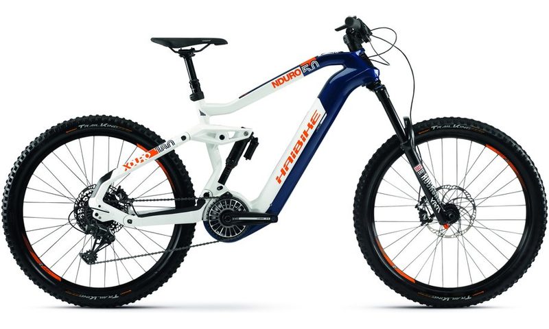 Haibike XDURO Nduro 5.0 Flyon 2021 in der Farbe blau / weiß / orange